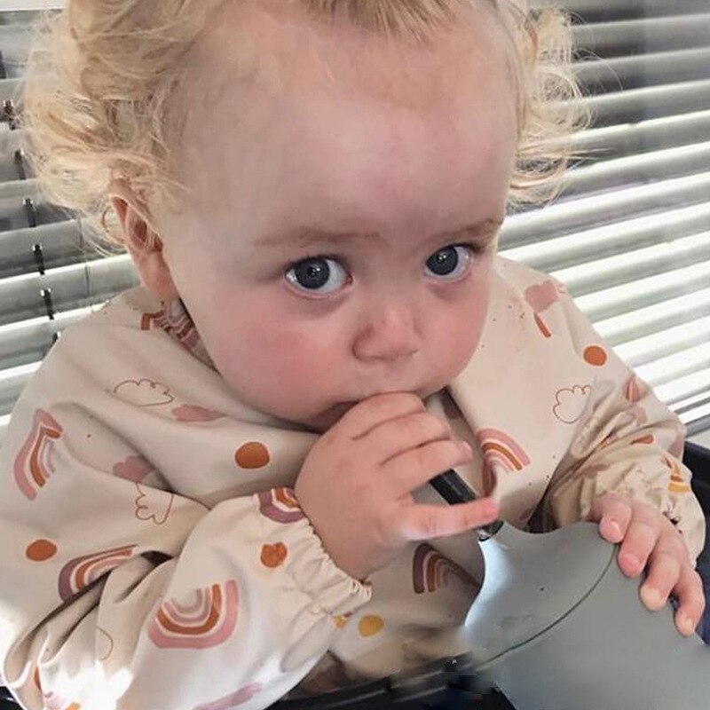 Cartoon Baby Lange Mouw Slabbetjes Waterdichte Schort Leuke Print Baby Eten Baby Spullen Kinderen Jongens Meisjes Burp Doek Slabbetjes Art kiel