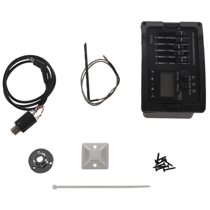 5 Band Acoustic Guitar Preamp EQ Equalizer Classical Acoustic Guitar Amplifier Digital Blend Tuner Piezo Pickup: black