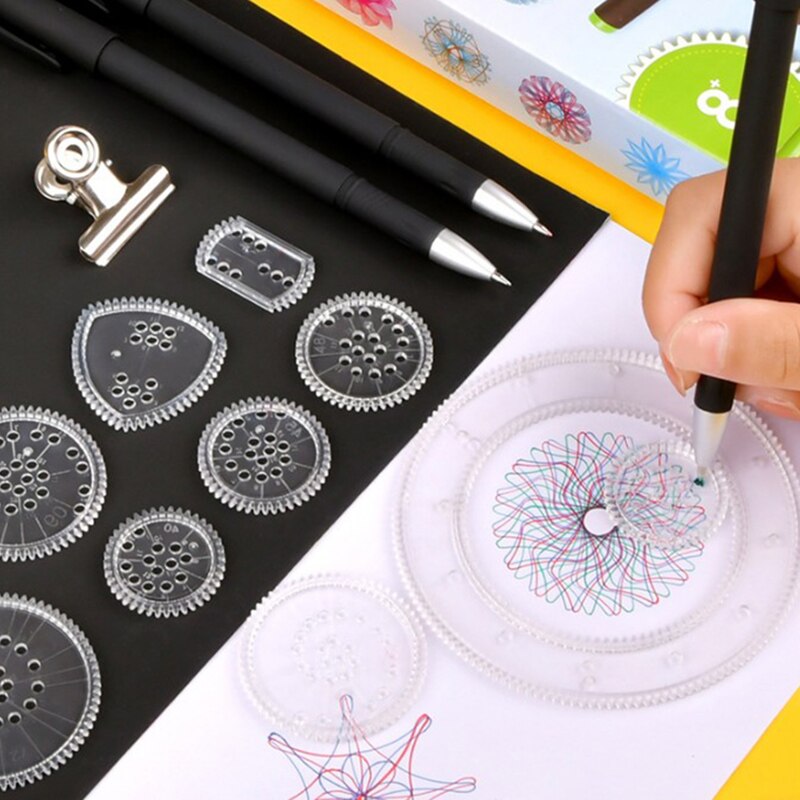 18/22Pcs Spirograph Tekening Speelgoed Set Grijpende Tandwielen & Wielen Tekening Accessoires Educatief Speelgoed Voor Kinderen