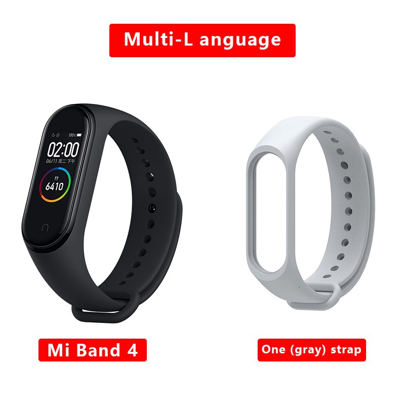 Xiaomi MiBand4 Fitness Tracker 0.95Color AMOLED 5.0 Smart Bracelet Monitor 50m Waterproof 135mAh up to 20Days Activity Tracker: gray