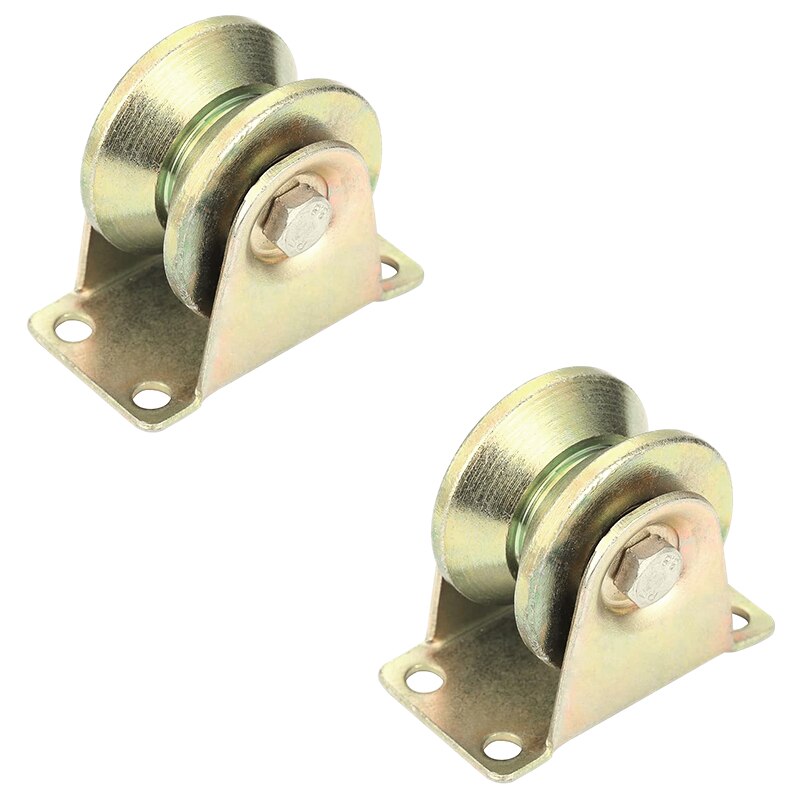 2 pièces 2 pouces v-rainure roue lourde rigide roulette porte coulissante rouleau pour porte coulissante machines industrielles Rail de câble métallique