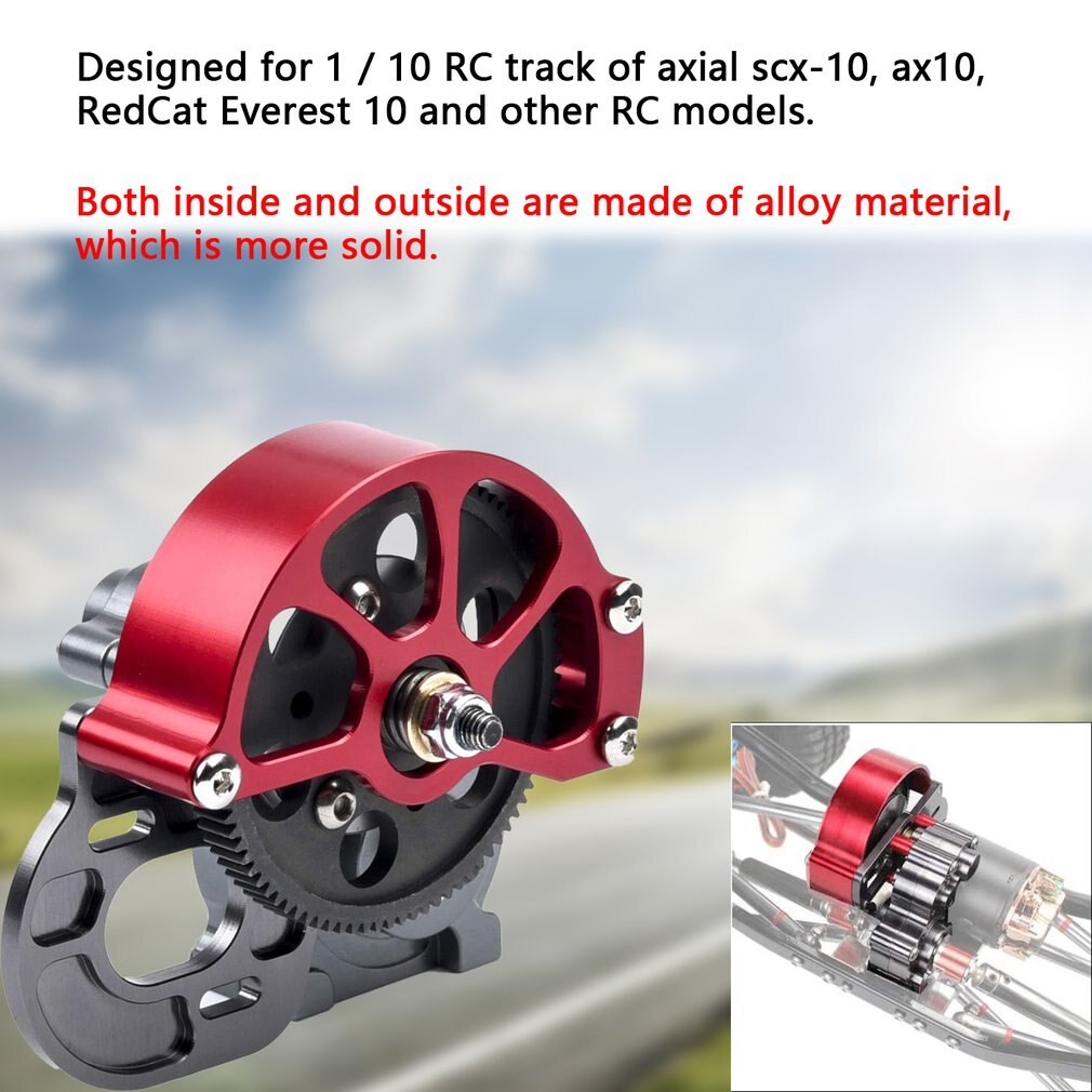 Rc Auto Metalen Versnellingsbak Transmissie Met Motor Gear/Beschermhoes Voor 1/10 Rock Crawler SCX10 Vrachtwagen Upgrade Onderdelen