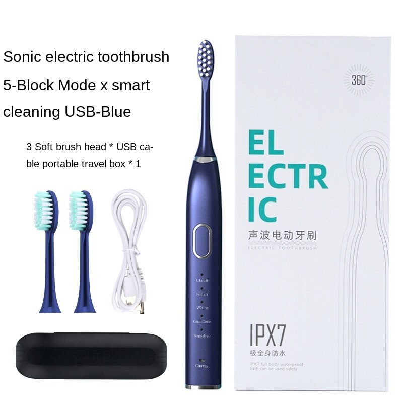 Electric Toothbrush Sonic Household USB Charging Intelligence Cleaner Sound Waves Device Maglev: Magnetic blue