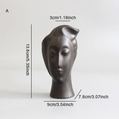 Nordic ins minimalistisk keramisk mini abstrakt vase svart og hvit ansiktsutstilling dekorasjon statue hode type vase: En