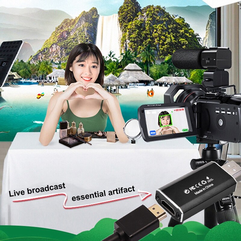 Mini HDMI Video Capture Card o Video Capture Card HDMI to USB2.0 1080P HD Record Suitable for PS4 Game DVD Camcorder