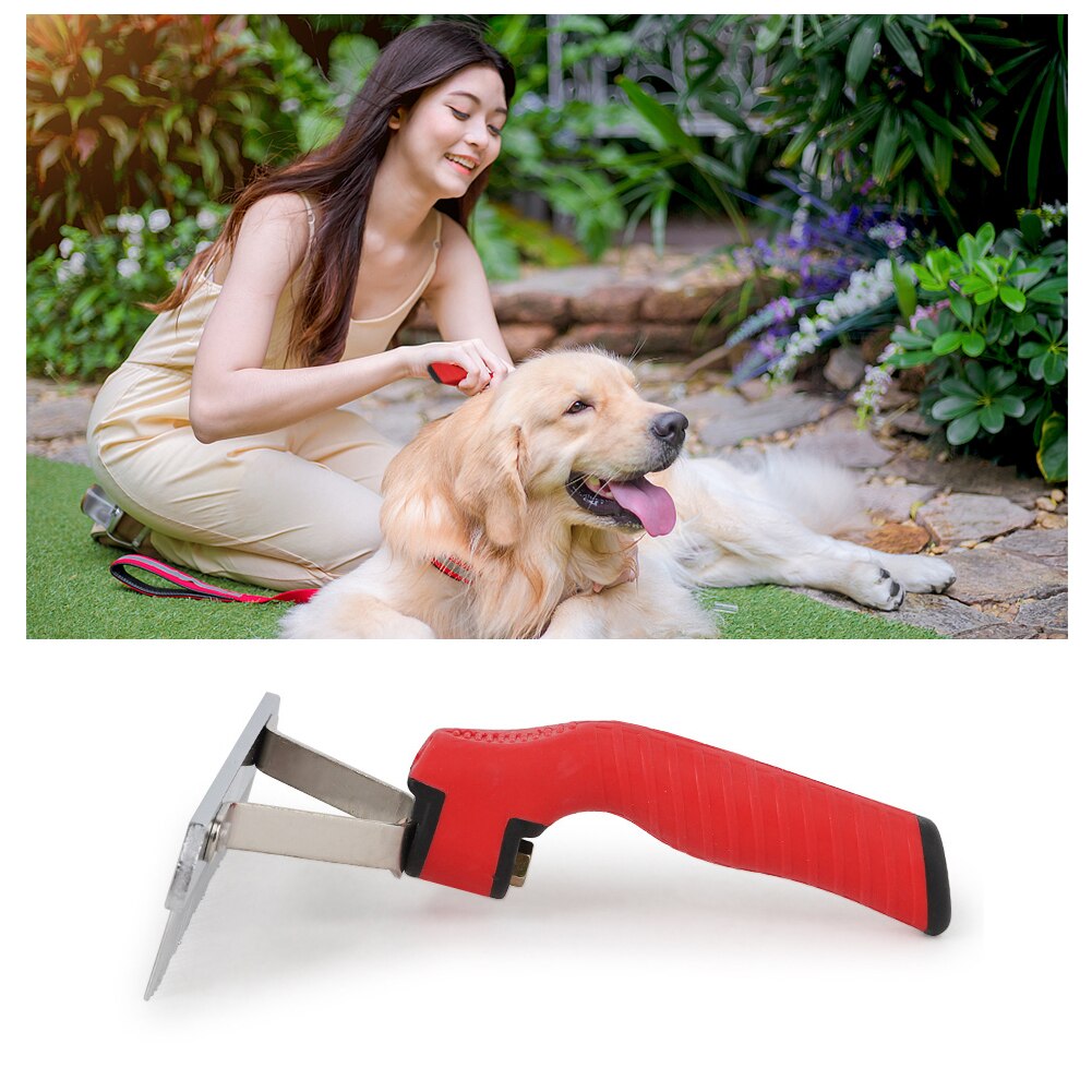 Long Tooth Undercoat Dog Rake Anti-Slip Rubber Handle Pet Grooming Rake Slicker Tool Heavy and Duty Steel Comb