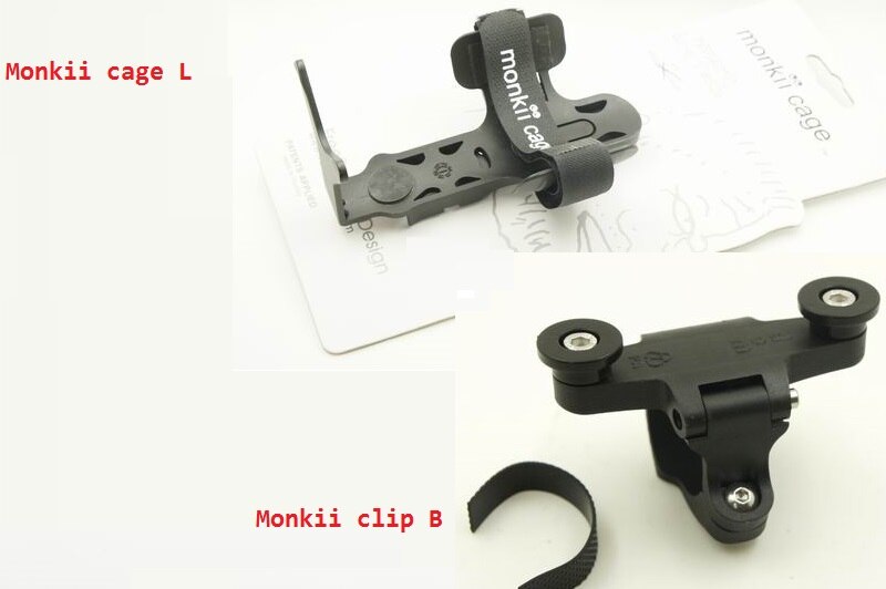 Monkii clip + Monkii L Cage for Brompton bicycle Bottle Cage System: monkii clib and Cage