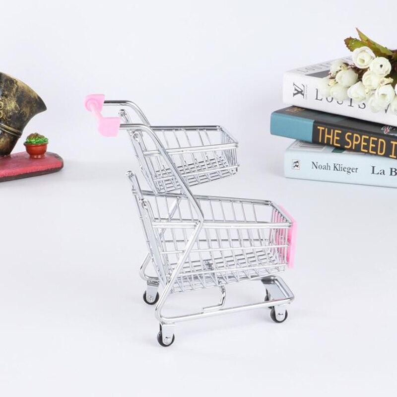 Mini Shopping Cart Toys - 4PCS Metal Supermarket Carts For Kids Role Play & Decor