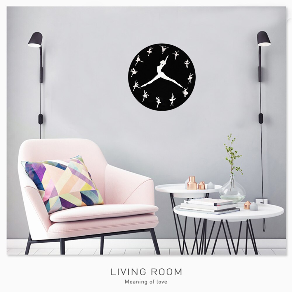 Ballerina Wall Clock Girl Ballet Dancer Modern Wall Clock Ballet Dancing Watch Home Bedroom Decor