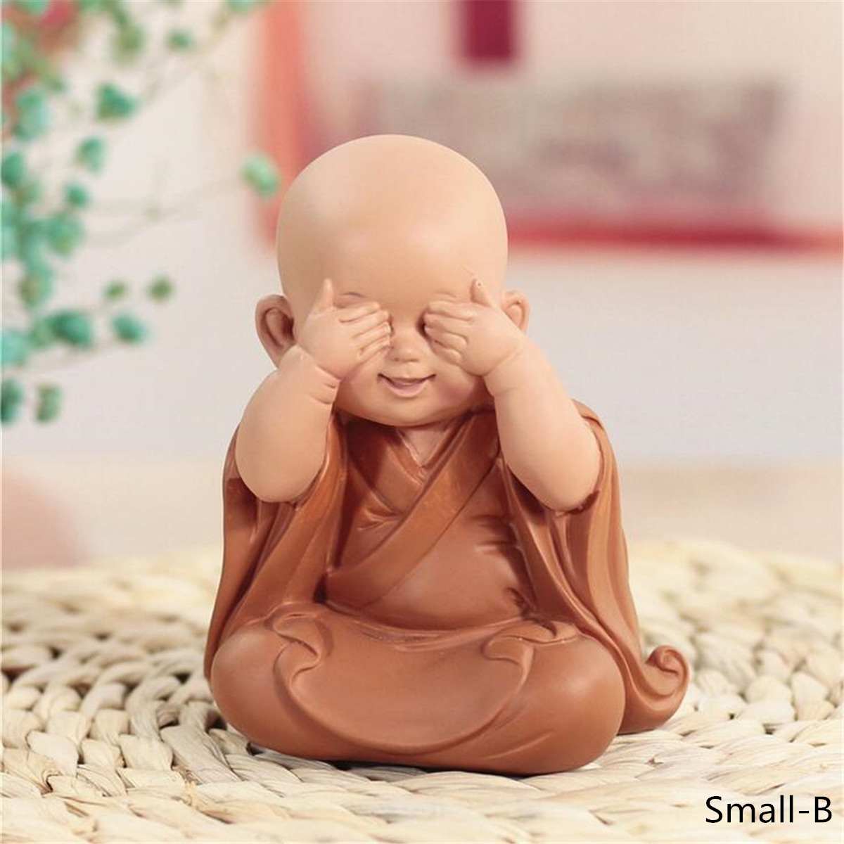 Liten munkskulptur kinesisk stil harts handskuren buddha staty heminredning tillbehör staty liten buddha staty