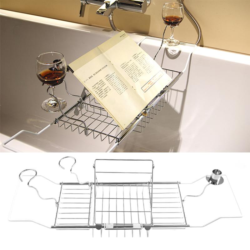 Metall Teleskop Badewanne Gestell Edelstahl Badewanne Fach Versenkbare Dusche Organizer Halten Wein Und Handtücher Schlecht Zubehör