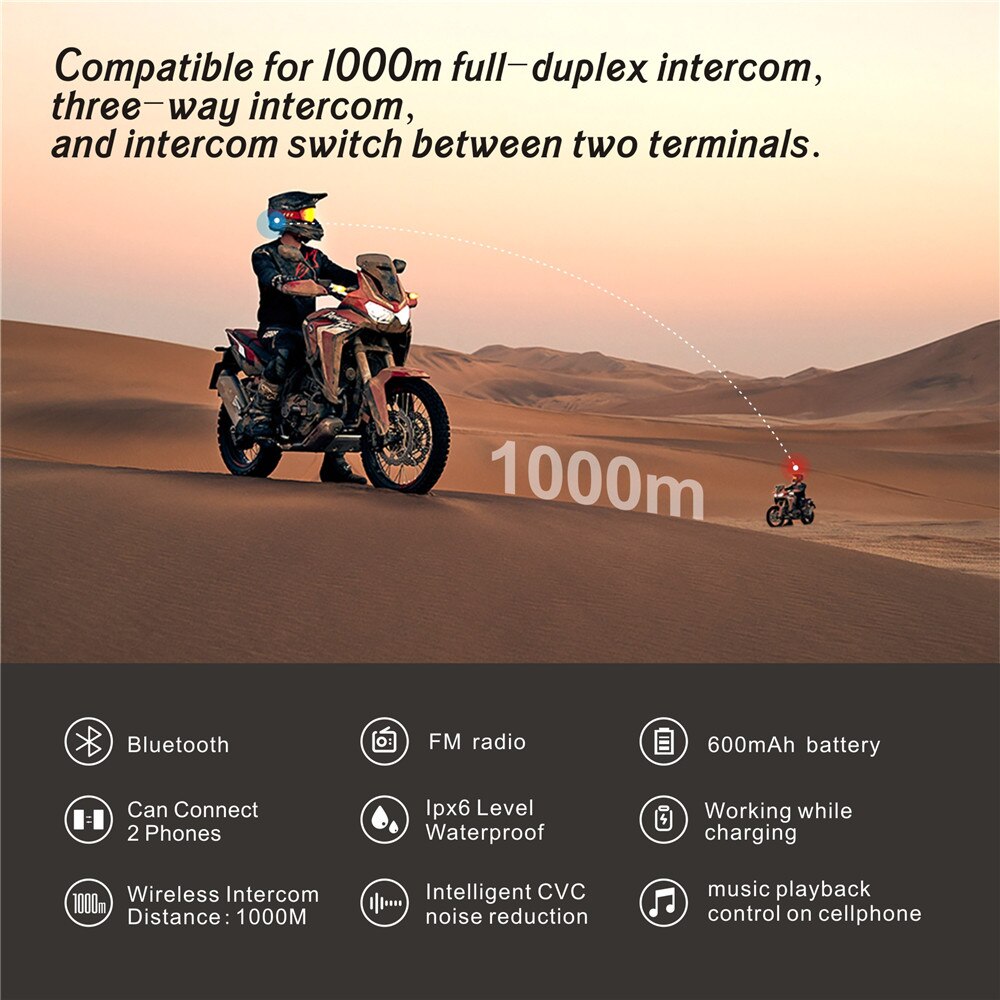 NEUE Motorrad Helm Bluetooth Headset Gegensprechanlage 1200M 6 Fahrer kabellos CommunicationIntercom Headset inter comunicador Headset