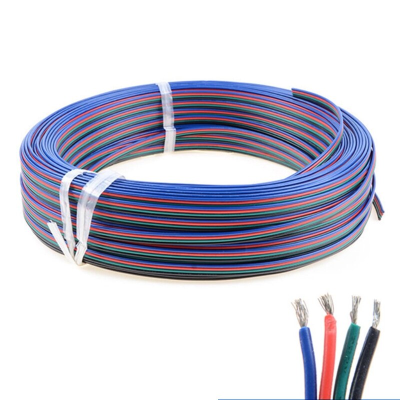 10m/33ft 4-pin LED Electric Line - Extension Cable Cord Wire for RGB LED Strip Lights 5050 3528, 22 AWG