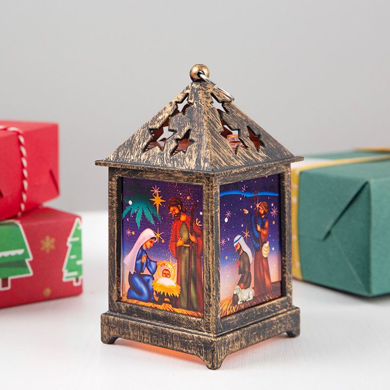 Luz LED de Navidad Vintage, lámpara creativa de noche de muñeco de nieve para ancianos, linterna de viento Retro, Luces de decoración de escritorio de Navidad,