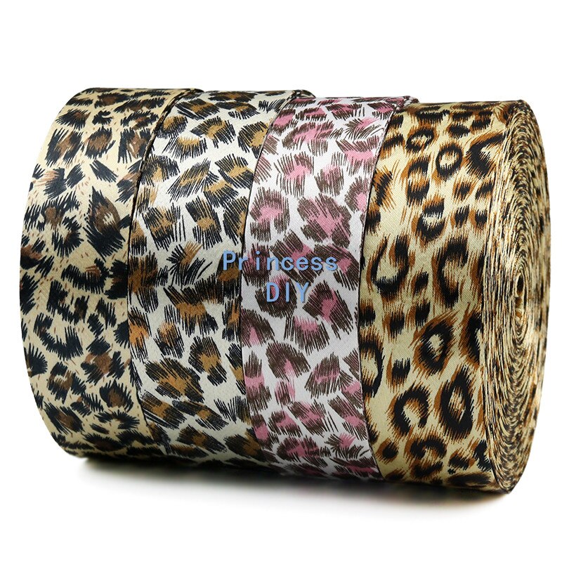 5m/ lot 10 25 40mm hantverkstryckt leopardband i bomull vikt över tygtejp gör-det-själv-tillbehör material för rosettkrage