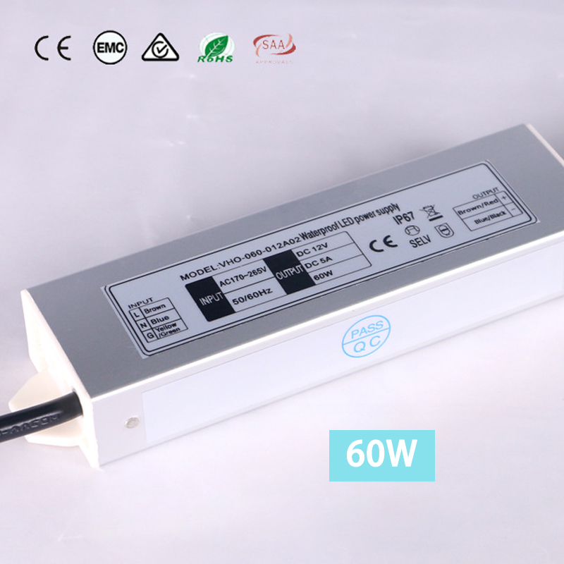 Dc12v led  ip67 driver strømforsyning 220v svitsjing led driver lystransformator 12w 20w 30w 36w 45w 60w for led-lys: Grå