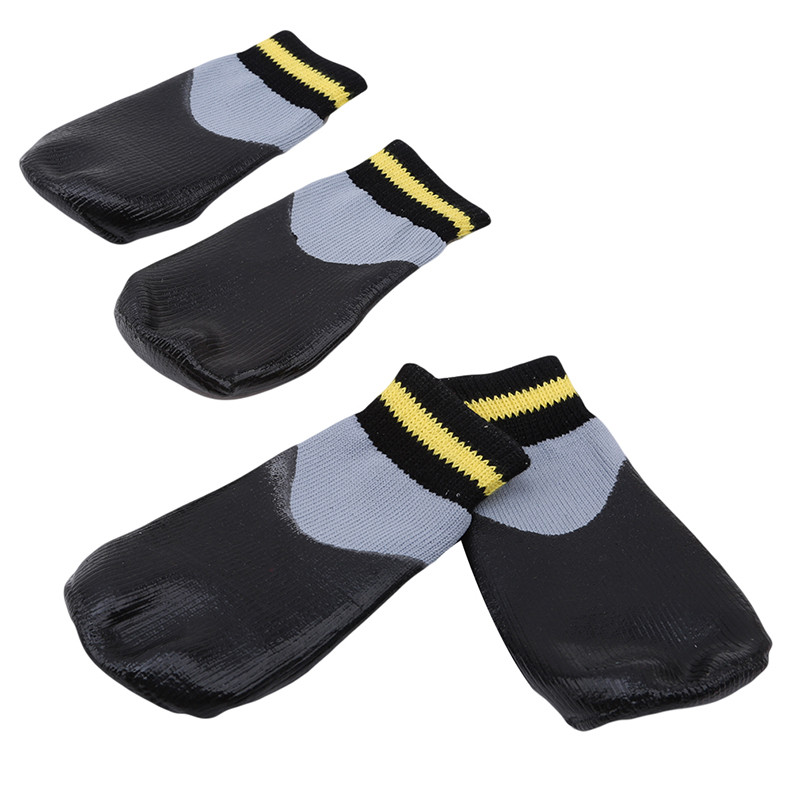 4 pz/set calzini per cani impermeabili all'aperto abbigliamento antisdrucciolevole antiscivolo scarpe elastiche in cotone con cintura fissa per tutte le razze