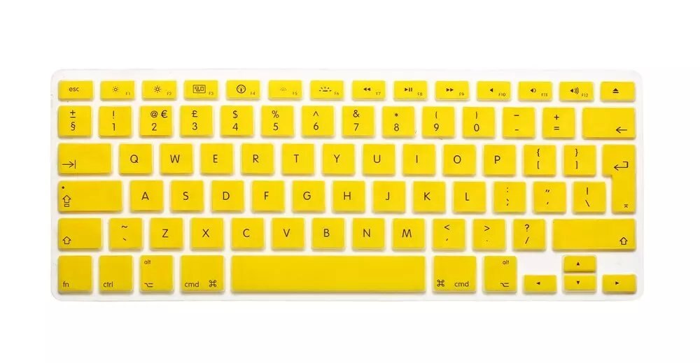 Eu/dk engelsk tastatur farve engelsk bogstavtastatur cover hudbeskytter til apple macbook air pro retina 13 15 17 til mac air: Gul