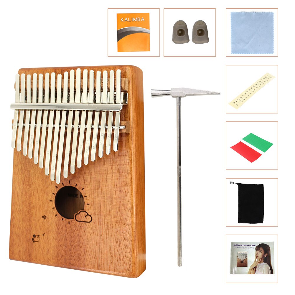 Percussion Musical Instrument Wood Thumb Finger Piano Mahogany 17 Keys Kalimba for Music Lovers Playing Accessories