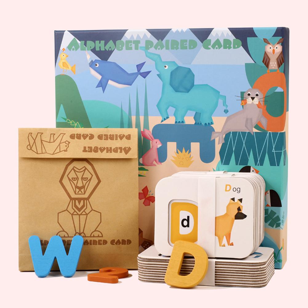 Cartoon Dier Puzzels Aantal Alfabet Letter Kaarten Pairing Onderwijs Kinderen Speelgoed