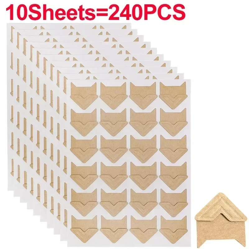 24/240 Uds. Álbumes de fotos pegatinas de esquina pegatinas de papel Kraft de esquina Vintage Scrapbooking DIY álbumes de fotos decoración pegatinas