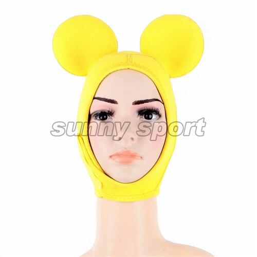 4mm Warme Tauchen Cartoon Hut schöne minnie Tauchen Haube Taucher Cap Helm frauen Custome tauchen cap tauchen hut: YELLOW