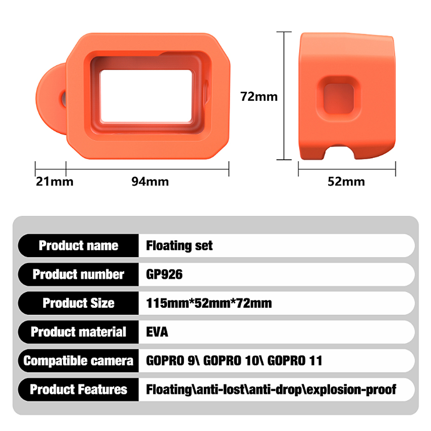 Para Gopro Hero 13 12 11 10 9 accesorios impermeable buceo flotante funda marco surf flotador de espuma