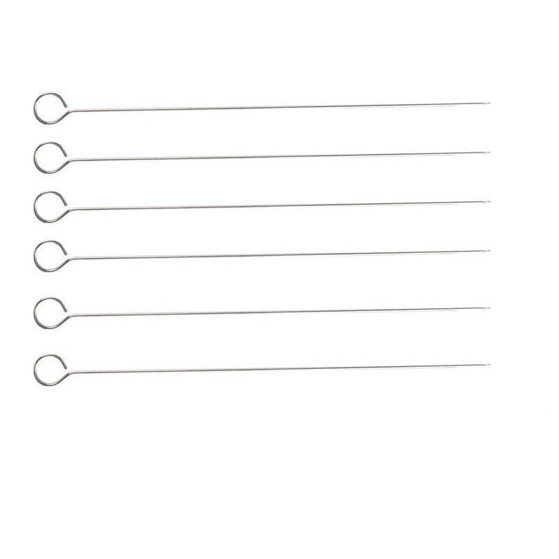 12.5'' 31.8cm Barbecue Sticks Metal BBQ Skewer Steel Flat BBQ Kebab Skewers Ring Handle Food Stickers BBQ Accessories 6/10/12pcs