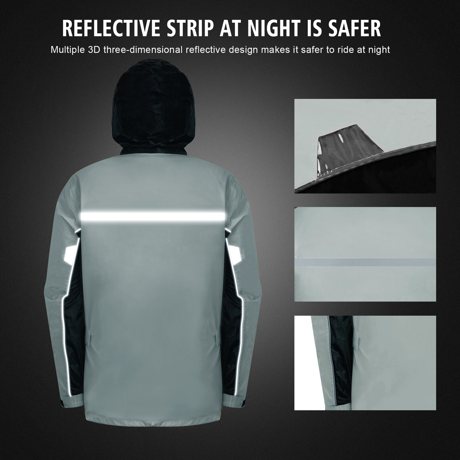Chubasquero reflectante para motocicleta para hombre, traje impermeable para motocross, chaqueta de lluvia dividida en tela