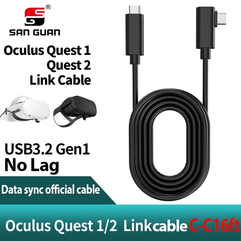 5m 3m usb-c kabel oculus quest 2 link kabel usb 3.2 compatibiliteit haaks type -c 3.2 gen 1 snelheid gegevensoverdracht snel opladen
