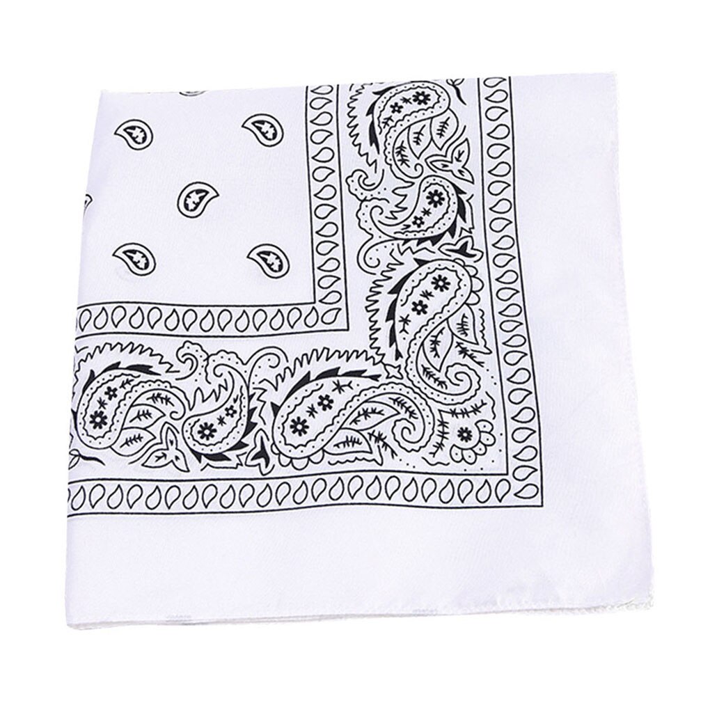 Mode Hip Hop Mannen Vrouwen Bandana Sport Hoofddeksels Paisley Bandana Pols Hairwrap Dubbelzijdige Hoofd Wrap Sjaal Hoofddeksels: White