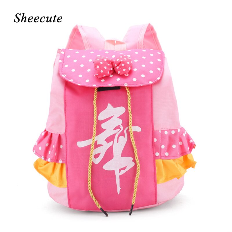 Rosa Kinder Mädchen Ballett Dance Tasche Studenten Schule Rucksack Dot Bogen Spitze Tiered Rüschen Kinder Schule Taschen Mädchen Rucksack Licht