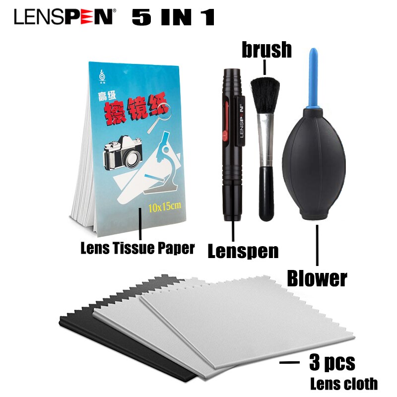 Lenspen lp-1 câmera caneta 7 em 1 terno de limpeza câmera sensor ferramenta de limpeza para nikon câmera canon telescópio óculos: 5 in 1 cleaning kit