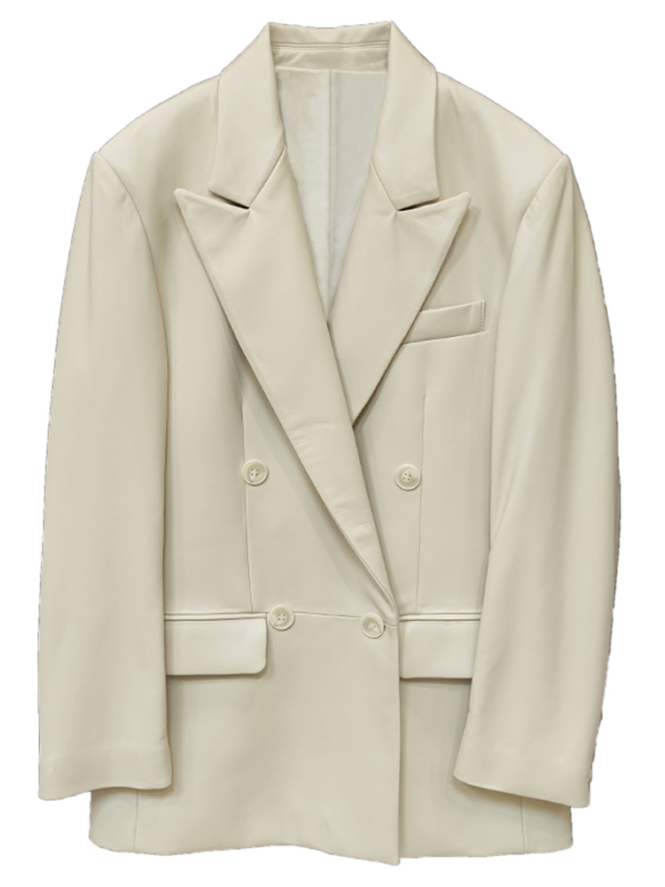 Lautaro-Blazer da donna in ecopelle impermeabile ampia, doppio petto, capispalla di lusso, alta qualità, stile coreano, primavera