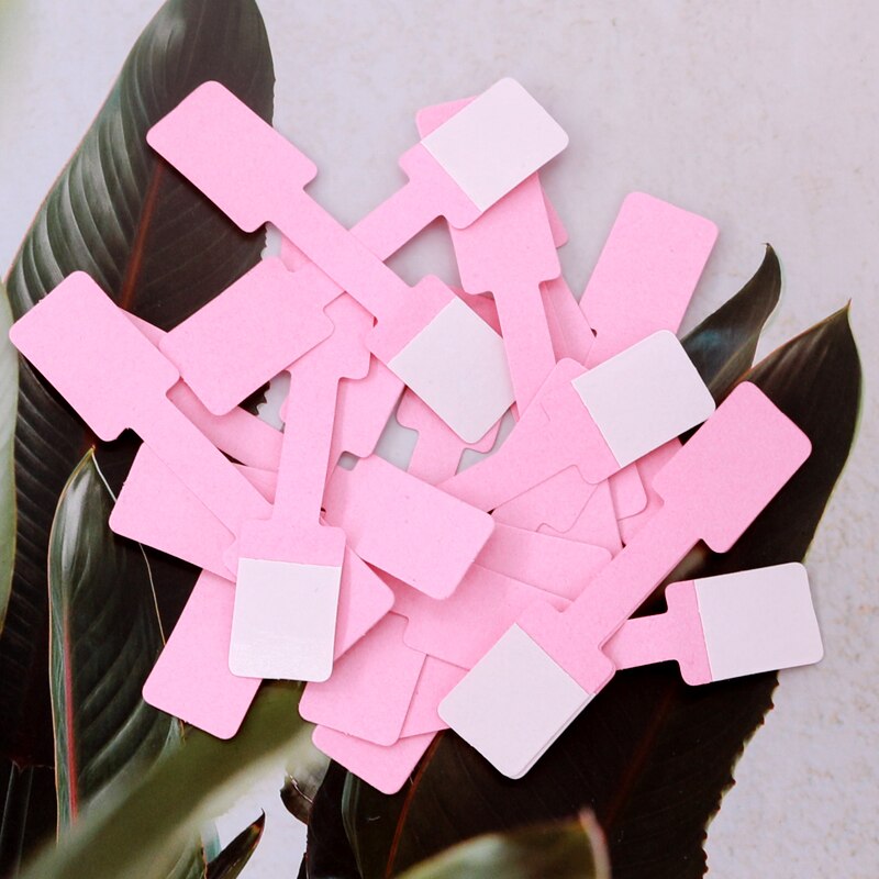 100PCS 1.3*6cm multicolor paper folded ring label white/pink/yellow self adhesive price labels sticker for jewelry