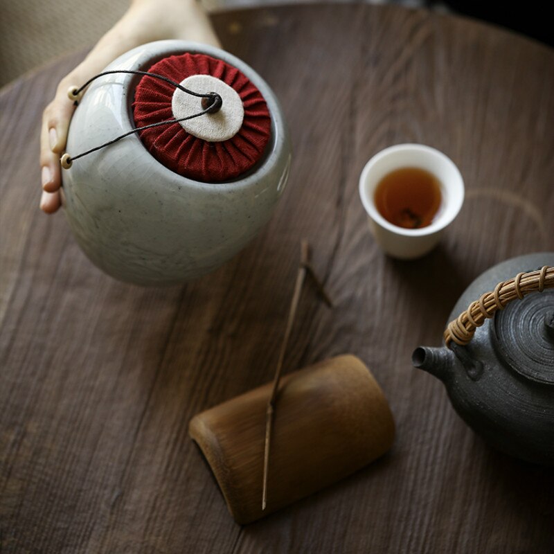 Personalidad creativa barro personas artículos de gres para té Caddy cerámica sellada a prueba de humedad té almacén Retro Pu'er caja de té LB83105
