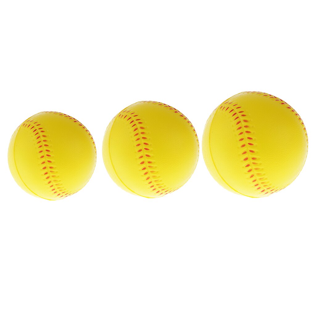 Balle d'entraînement en mousse PU jaune, pour la pratique du Softball et du Baseball, disponible en 3 tailles