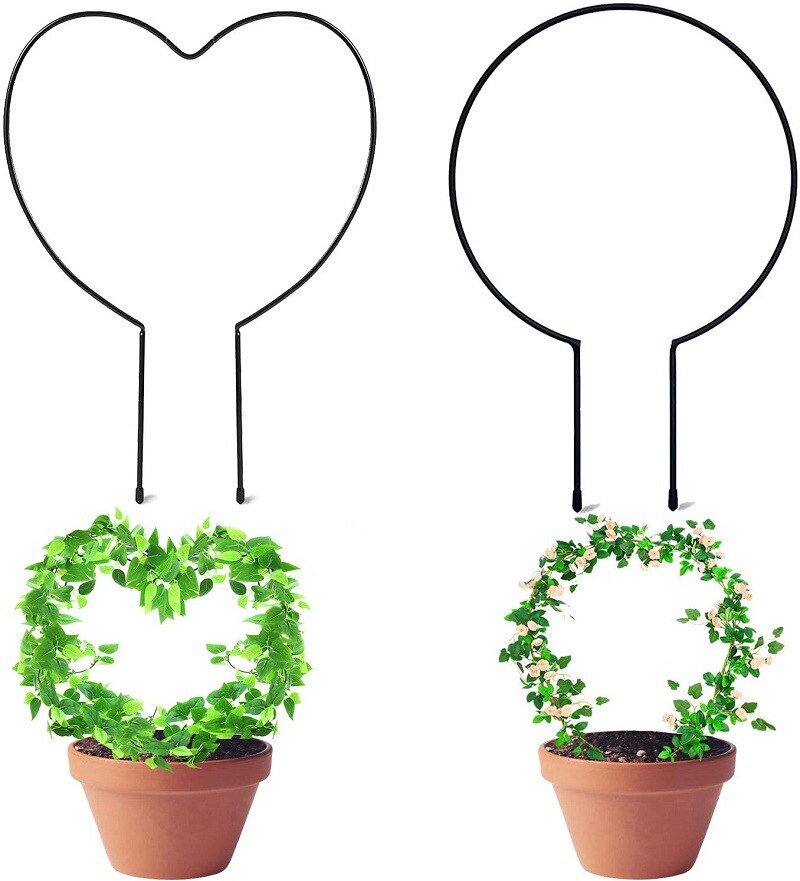 Alambre de soporte de hierro para plantas de jardín, guirnalda de metal en forma de corazón, 1 unidad