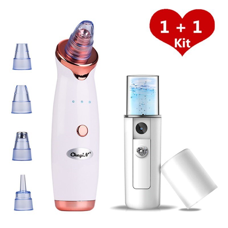Pores acné points noirs dissolvant aspirateur noir point bouton dissolvant outils beauté du visage Machine de nettoyage Facial vapeur: Suit
