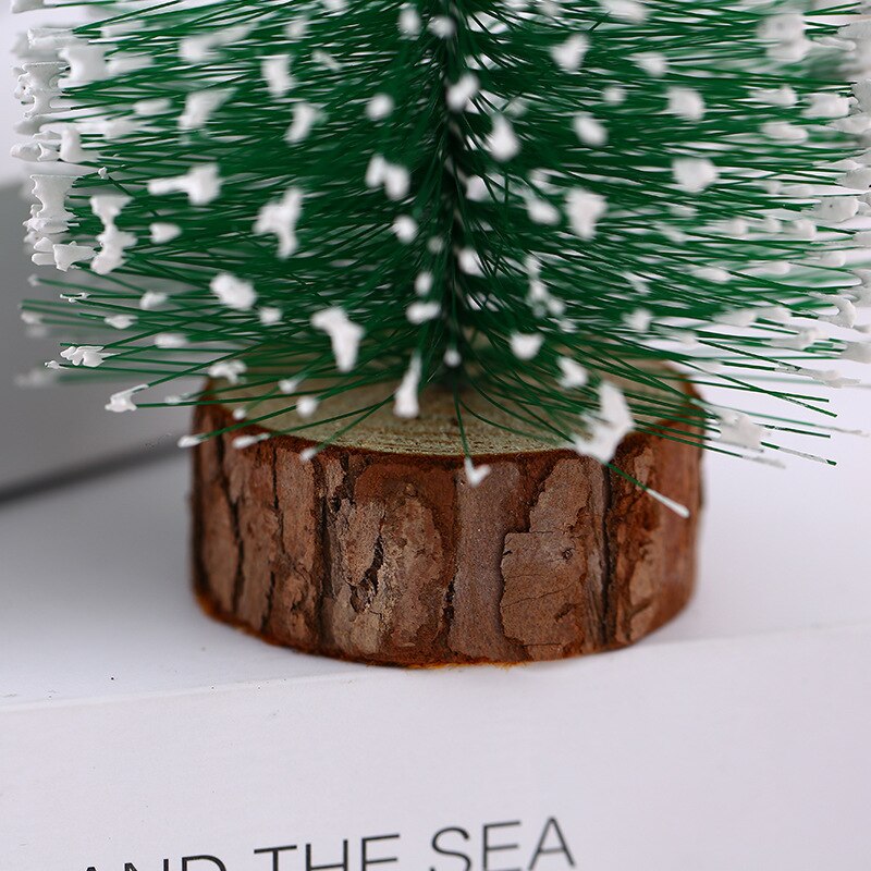Mini Christmas Tree Multi Sizes Snow Wooden Pine Tree Christmas Party Desktop Table Ornaments Scene Landscaping Props