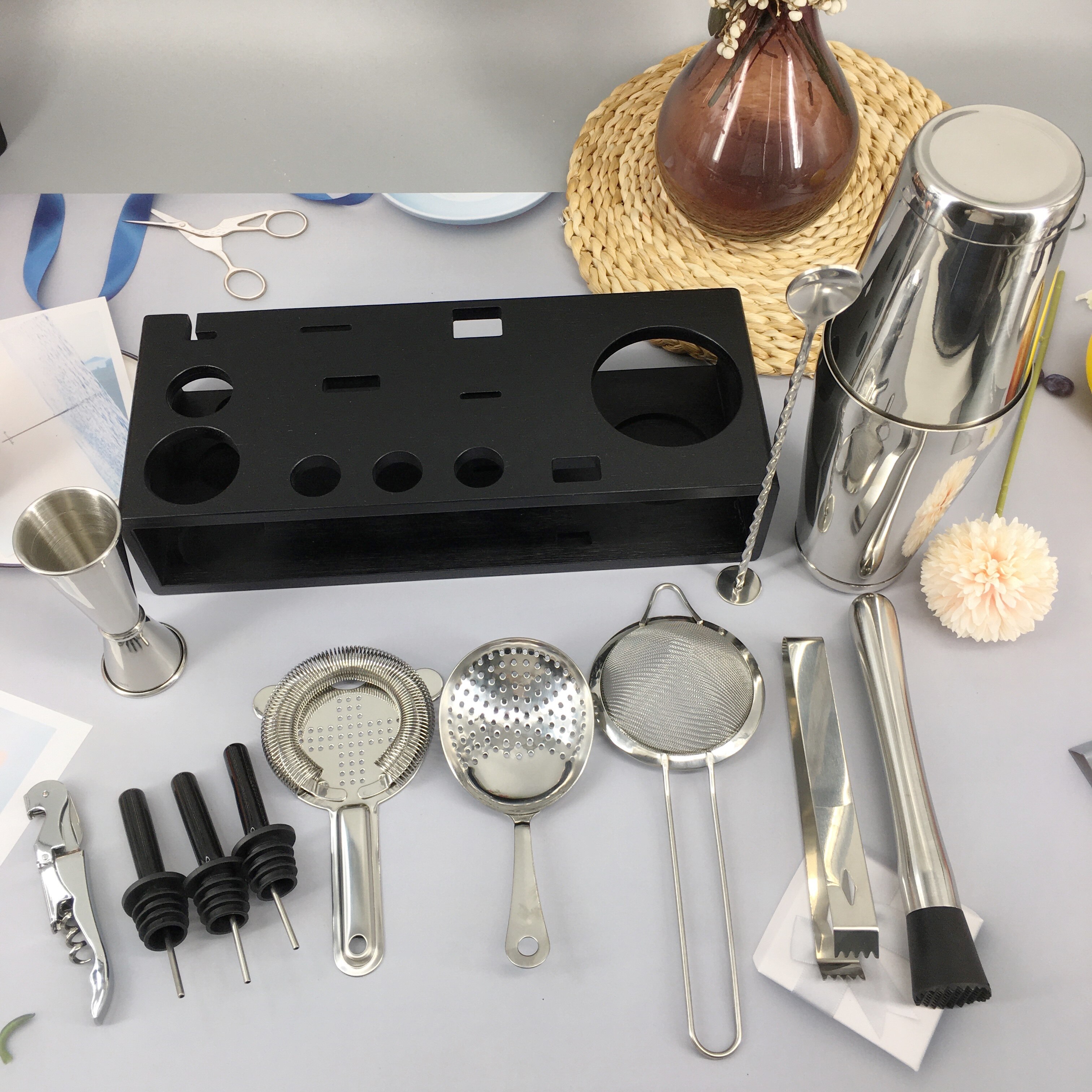 Bartender Cocktail Boston Shaker Barware Set AmeriBcan style stainless 304 steel Boston cocktail shaker 14 Piece