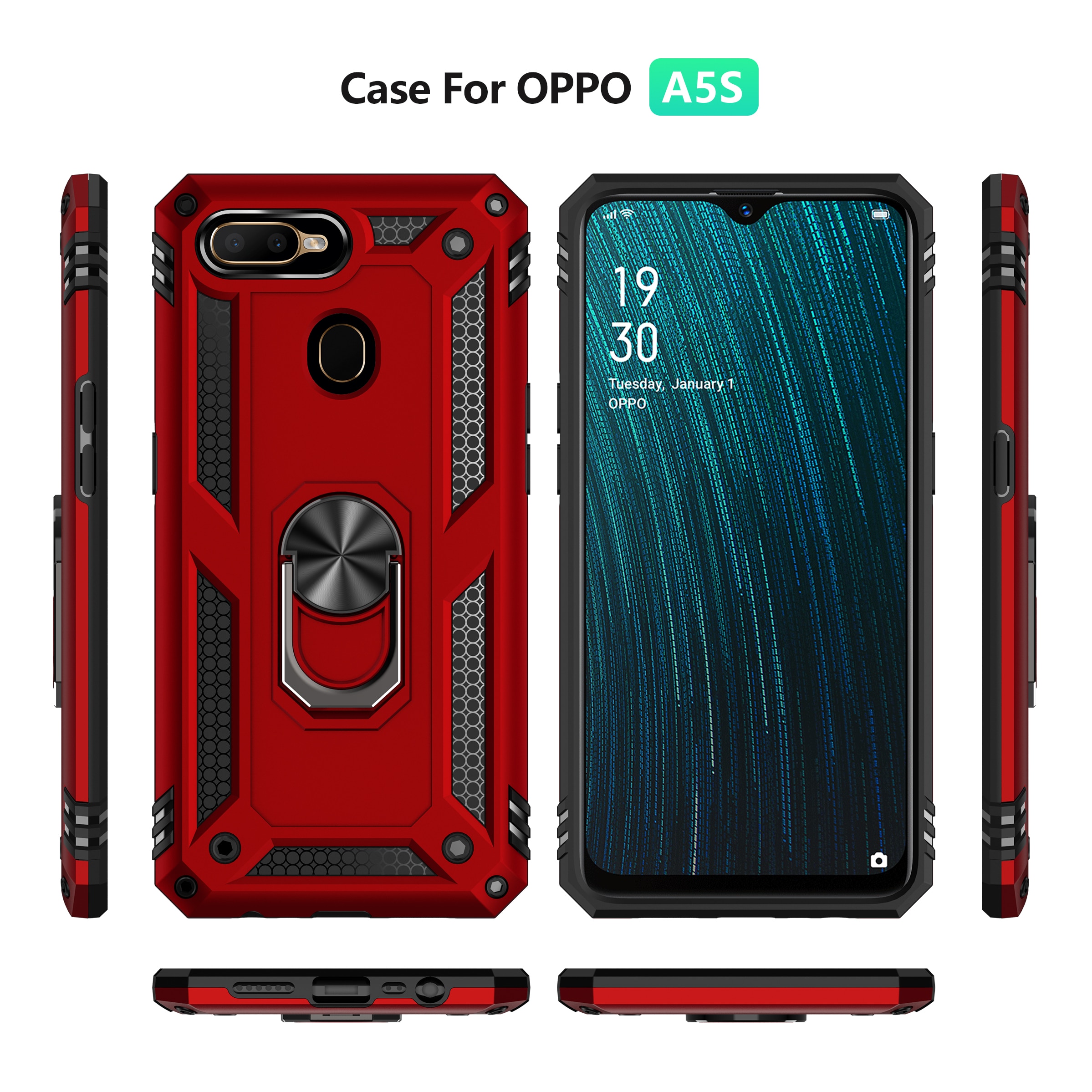 OPPO A5S Case Heavy Duty Tough Rugged Armor Case Kickstand Shockproof Case For OPPO A5S CPH1909 A 5S OPPOA5S OPPO AX5S