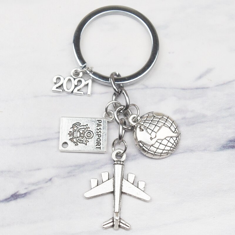 Neue 2022 Erde Flugzeug Passport Anhänger Keychain Reise Schlüssel Ring Freundschaft Beste Freund Schmuck Schlüssel Kette Diy Handmade