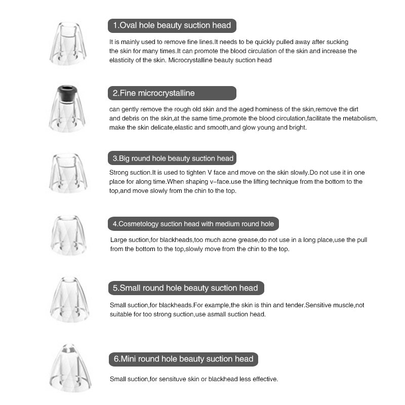 Electric Face Nose Vacuum Blackhead Pore Remover Suction Blackhead Pimple Acne Remover Cleaner with 6 Head Facial Skin Care Tool