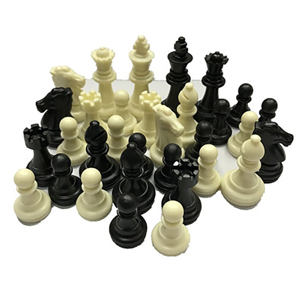 Medieval Chess Pieces/Plastic Complete Chessmen International Word Chess Game Entertainment Black&White: Default Title