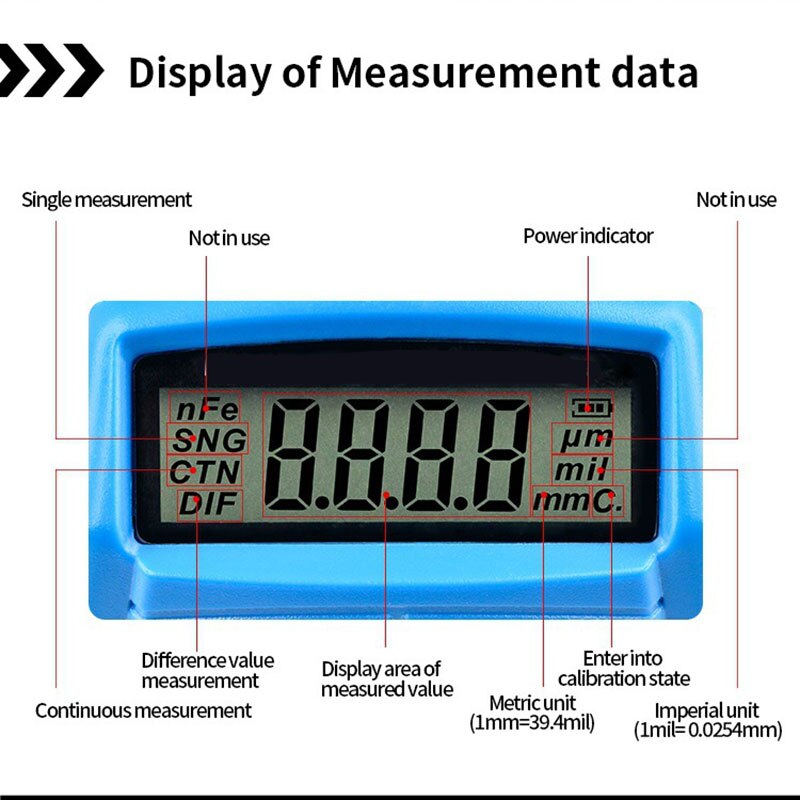 Digital Backlight LCD Film Thickness Meter Car Paint Thickness Tester Coating Thickness Gauge GM200 Thickness Measurement