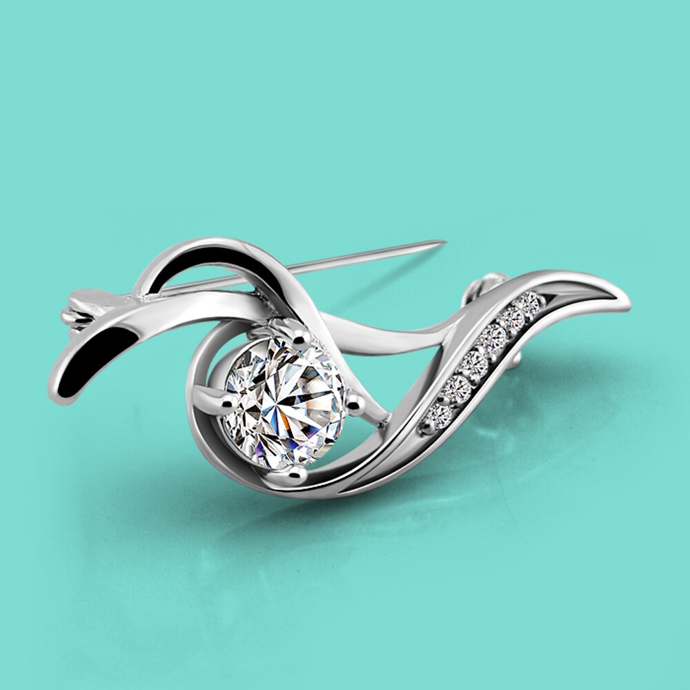 Ol Stijl 925 Sterling Zilveren Broche Voor Vrouw-Populaire Zilveren Sieraden Witte Zirkonia Hanger Broche Valentijnsdag: F200117