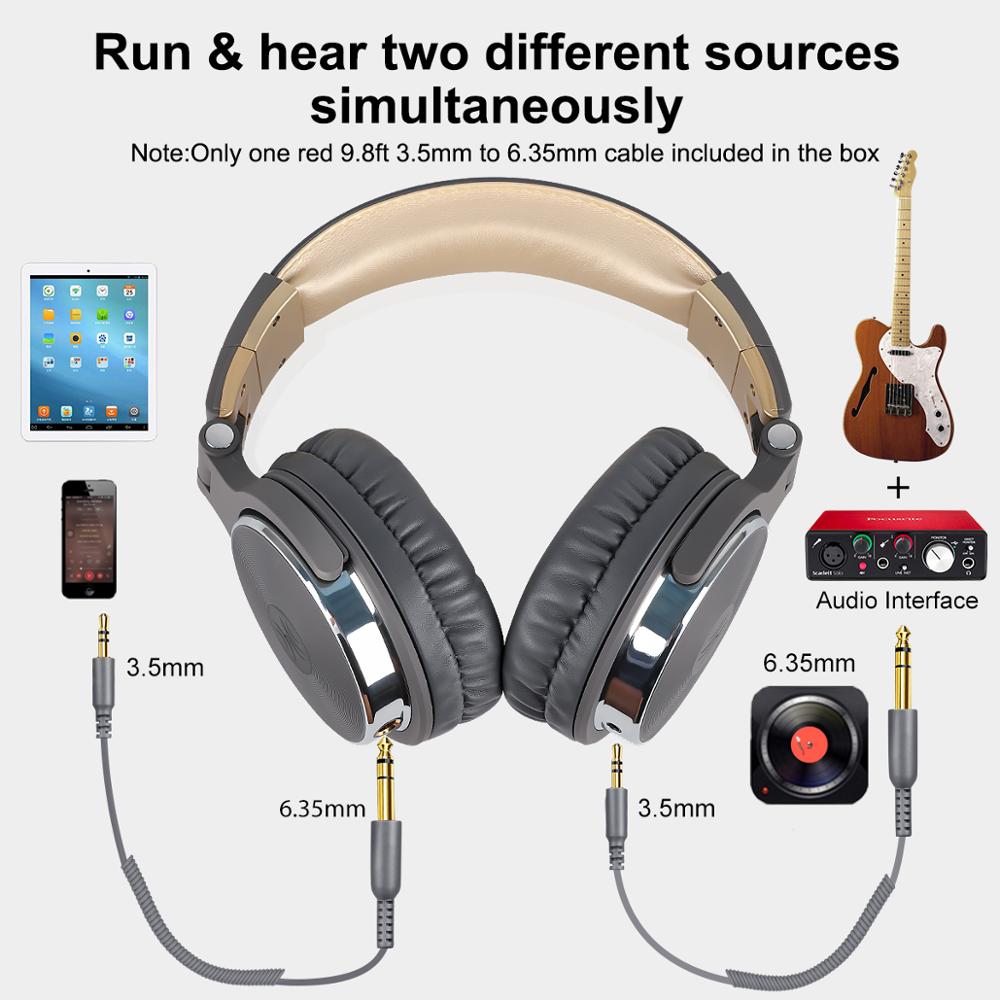 Oneodio Studio DJ Headphones With Microphone Over Ear Wired HiFi Monitoring Headset Foldable Gaming Earphone For PC