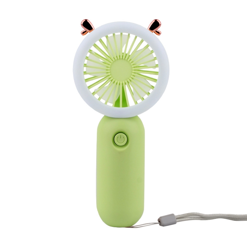 3-speed Usb Charging Mini Pocket Fan with Lanyard and Light Handheld Fan Small Personal Fan for Graduation Party: Green