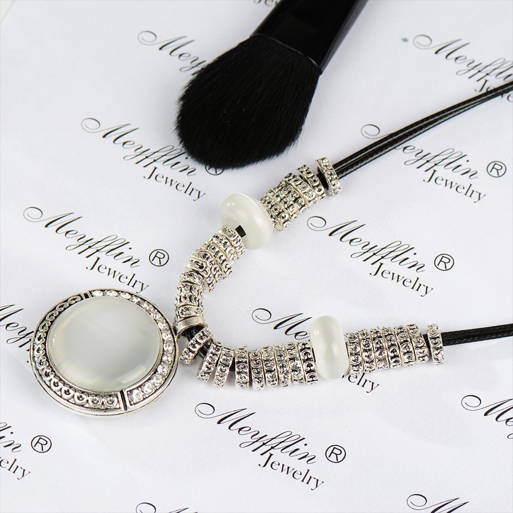 Necklaces & Pendants Statement Jewelry Collier Femme For Women Boho Vintage Opal Maxi Colar Leather Bijoux Collar